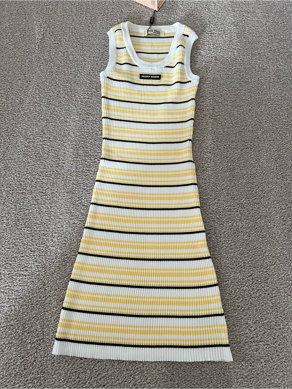NWT — Yellow & White Striped Ribbed Mini Dress - Picture 9 of 13